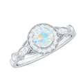 Genuine Ethiopian Opal Antique Looking Engagement Ring with Diamond Halo