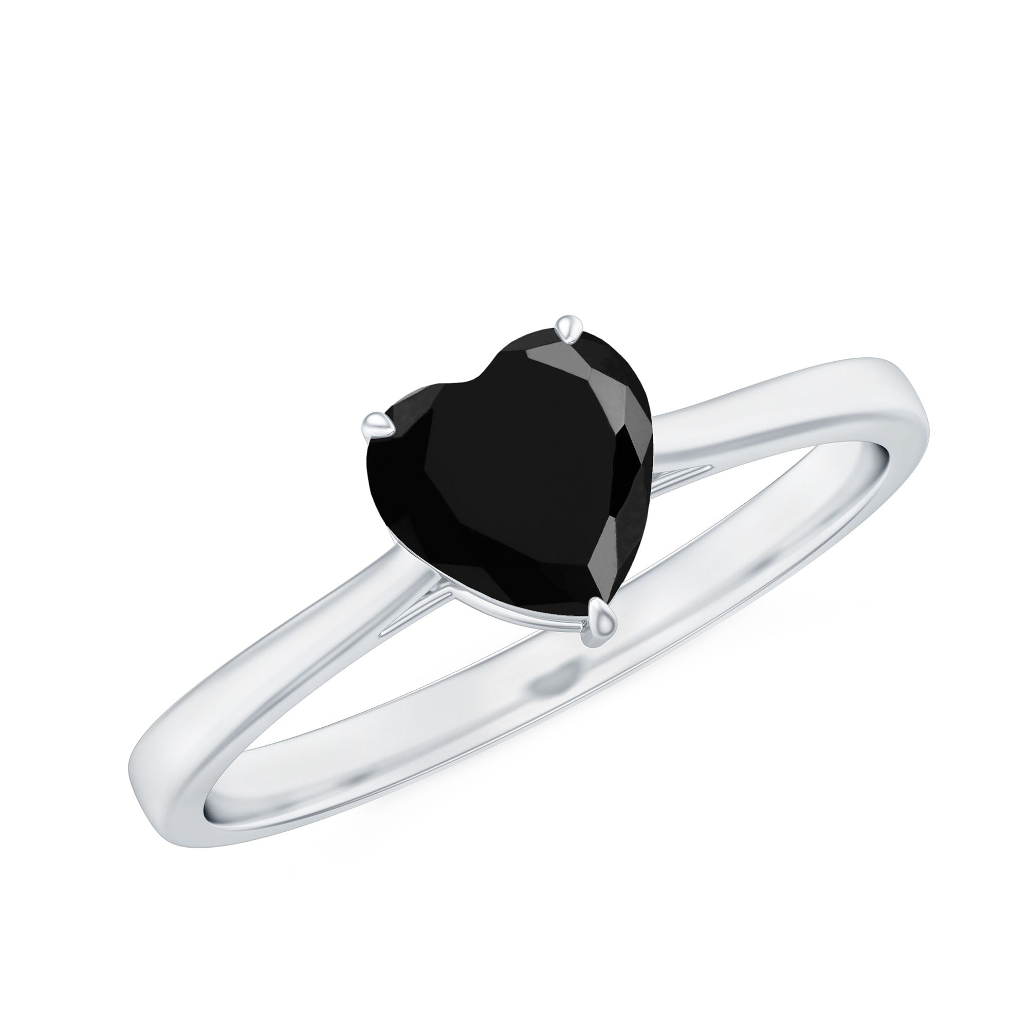 Solitaire Black Onyx Heart Promise Ring for Women