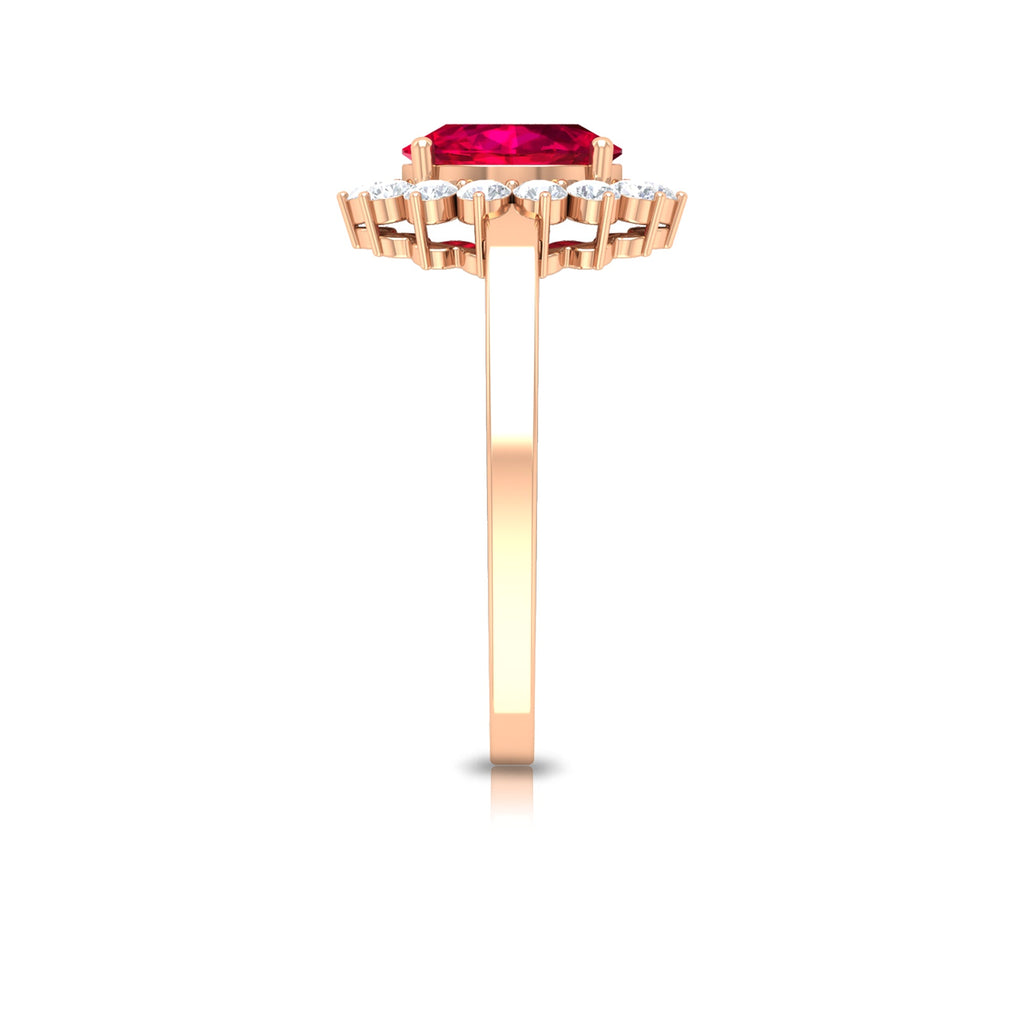 Ruby and Diamond Floral Engagement Ring