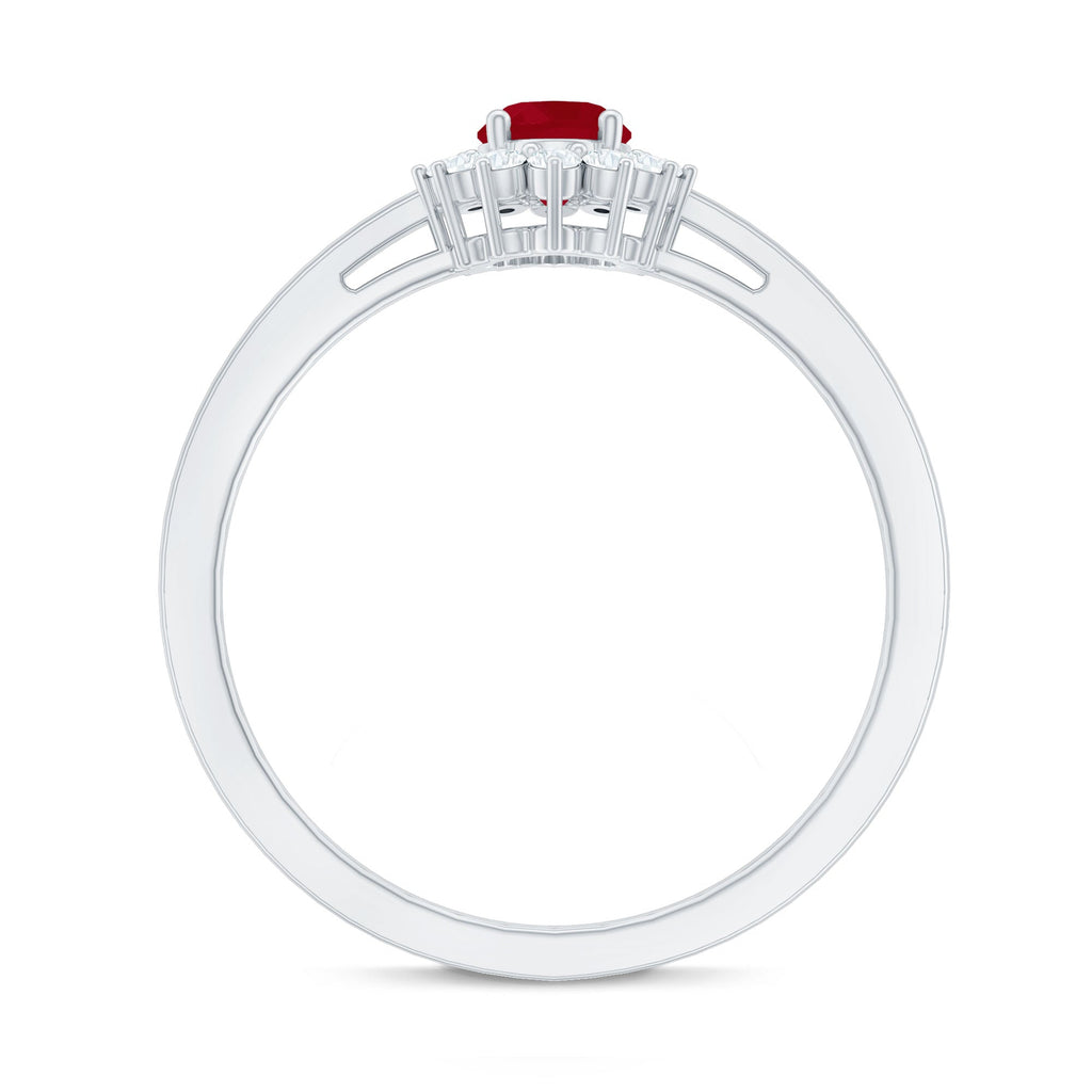 Ruby and Diamond Floral Engagement Ring