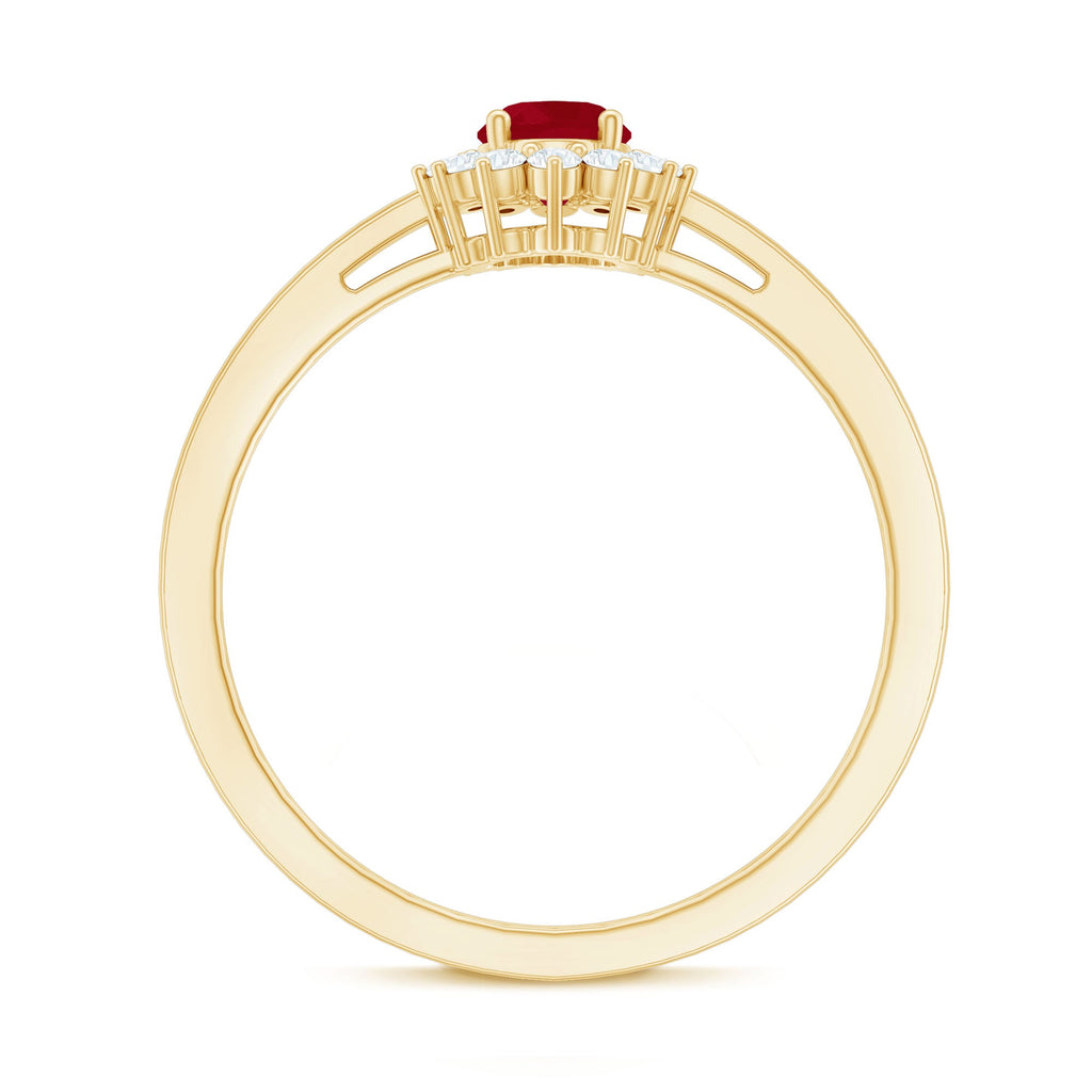 Ruby and Diamond Floral Engagement Ring