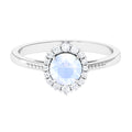3/4 CT Natural Moonstone Engagement Ring with Diamond Accent