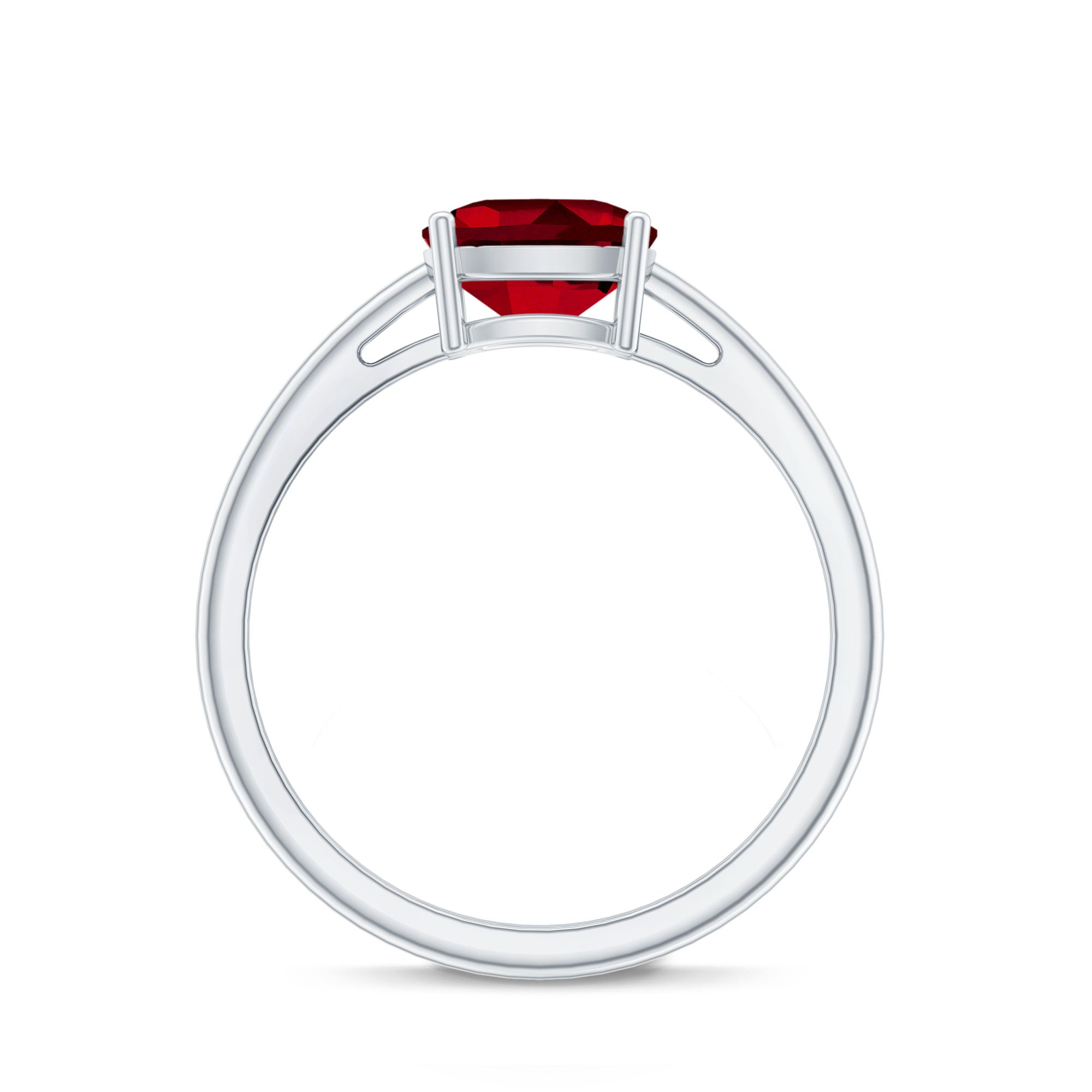 8 MM Cushion Cut Created Ruby Solitaire Ring