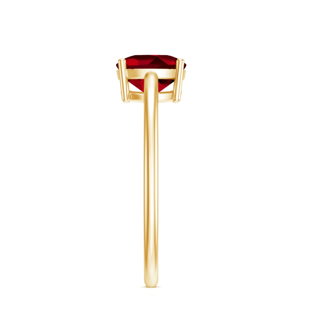 8 MM Cushion Cut Created Ruby Solitaire Ring