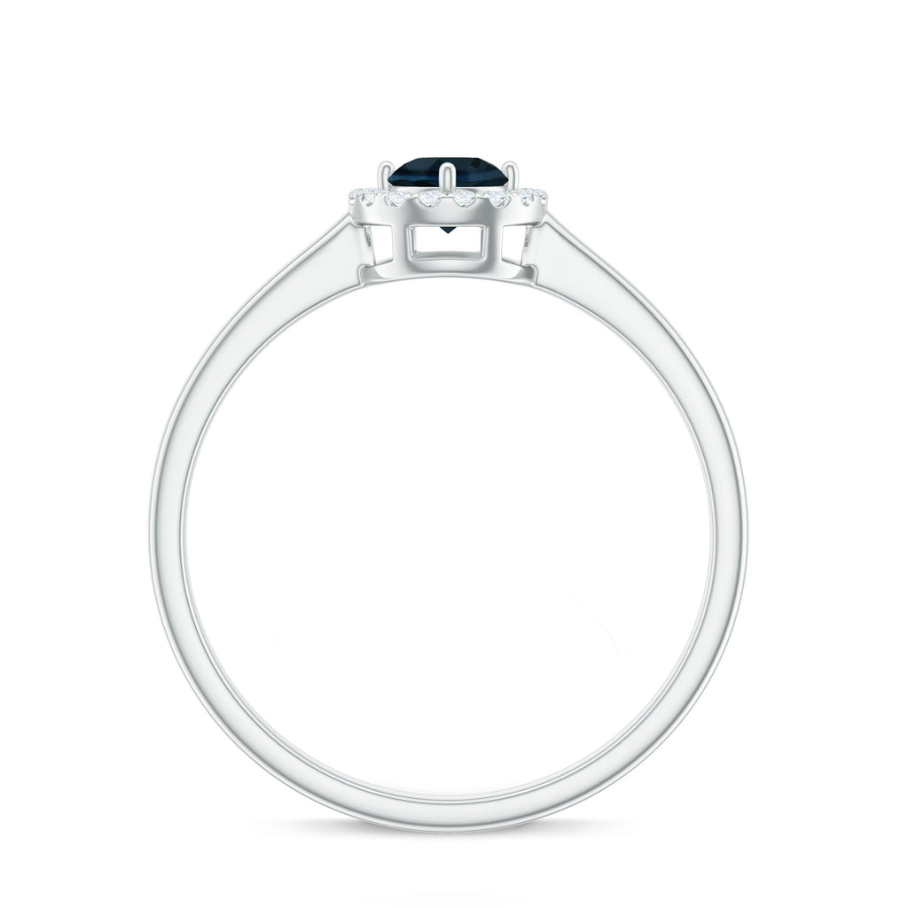 5mm London Blue Topaz Promise Ring with Diamond Halo