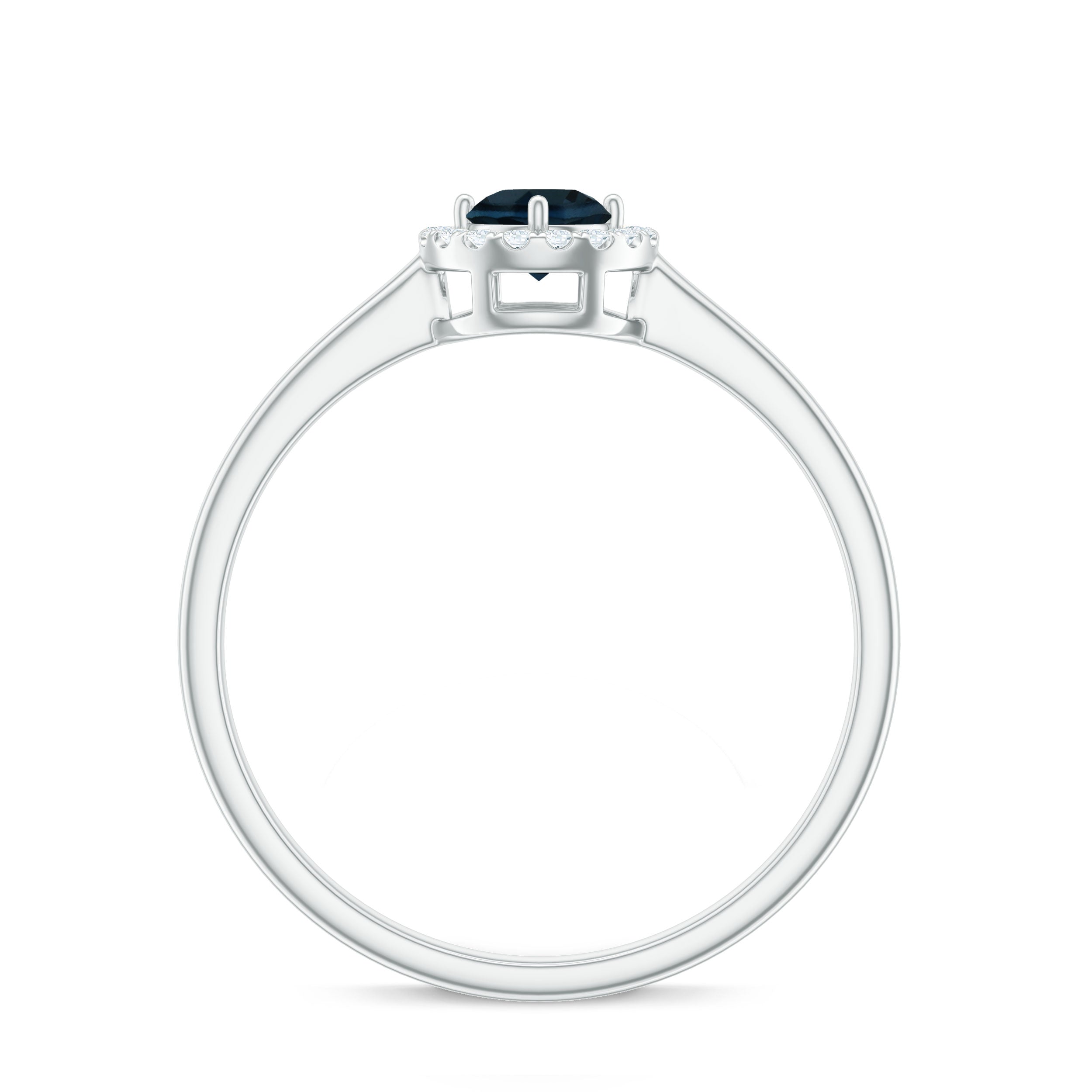 5mm London Blue Topaz Promise Ring with Diamond Halo
