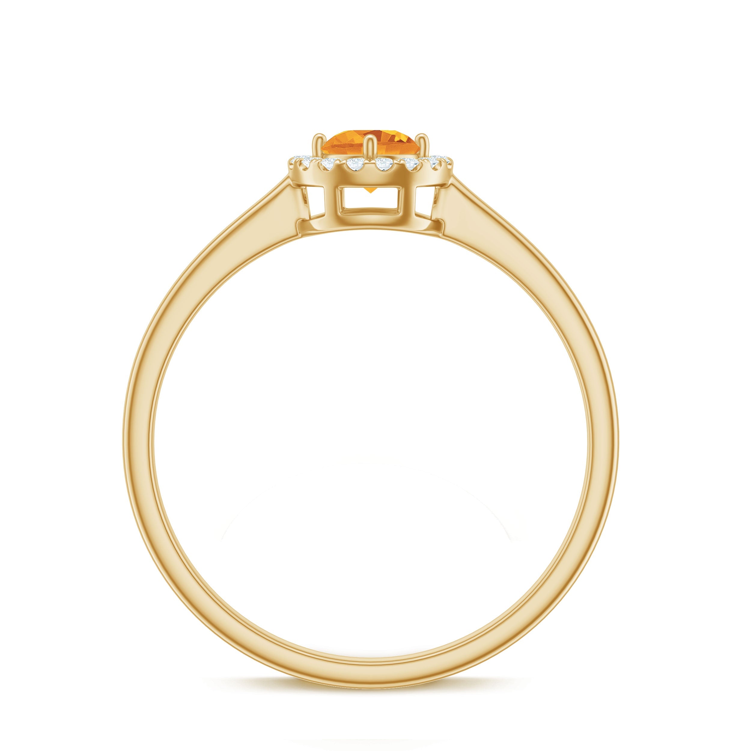Certified Natural Citrine Promise Ring with Diamond Halo