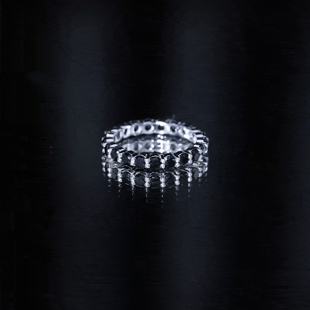 2 CT Round Black Spinel Full Eternity Ring in Gold
