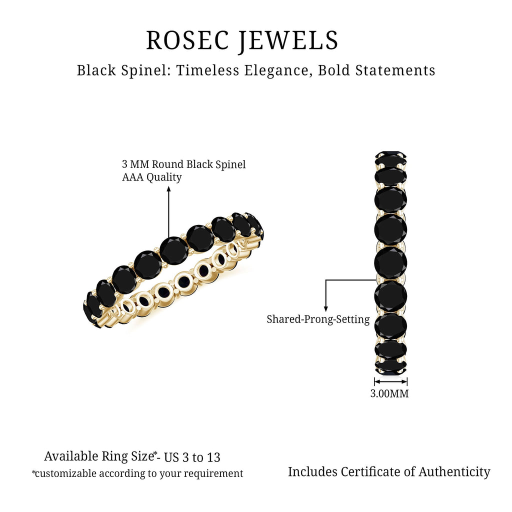 2 CT Round Black Spinel Full Eternity Ring in Gold