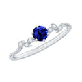 Certified 0.6 Carat Lab Grown Blue Sapphire Flower Promise Ring with Diamond
