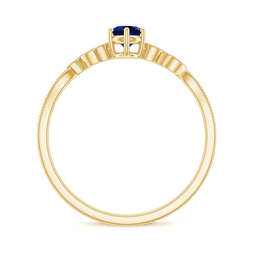 Certified 0.6 Carat Lab Grown Blue Sapphire Flower Promise Ring with Diamond