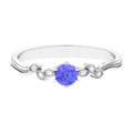 Minimal Leaf Promise Ring with Tanzanite and Diamond