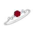 Ruby and Diamond Leaf Branch Promise Ring