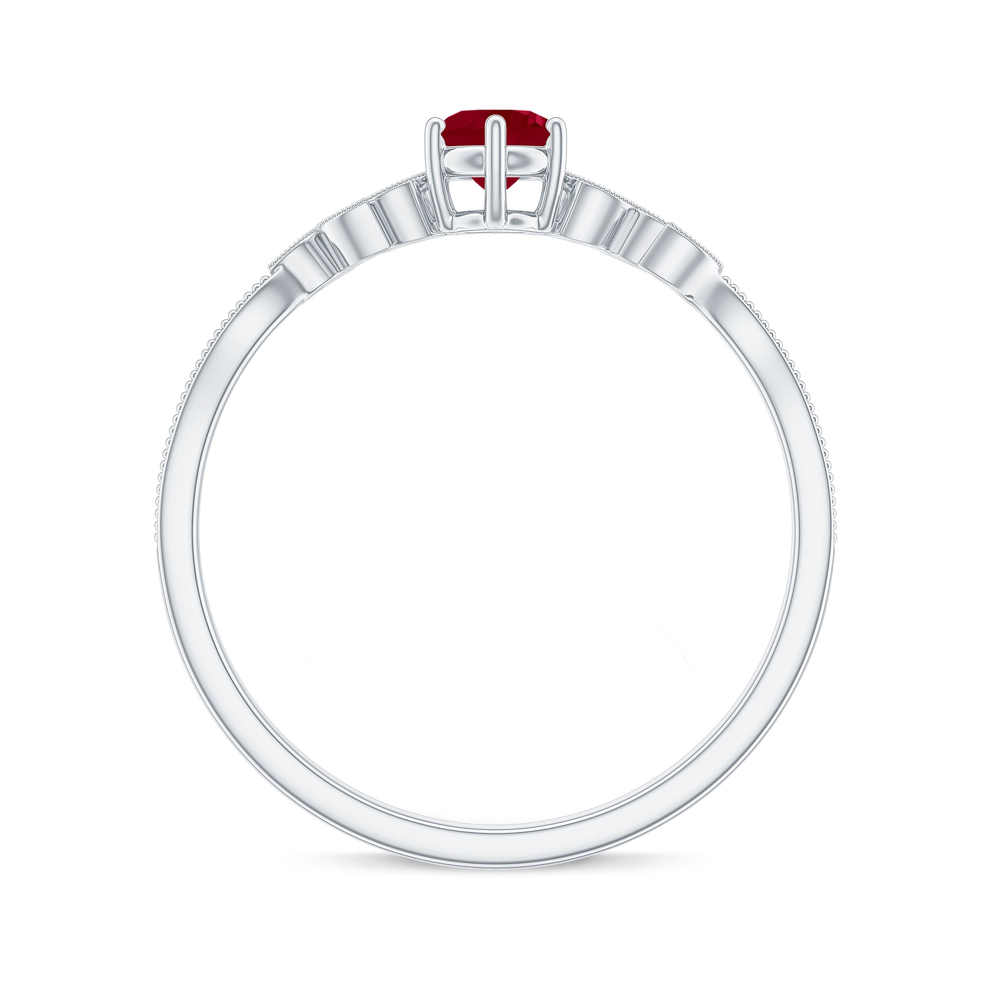 Ruby and Diamond Leaf Branch Promise Ring