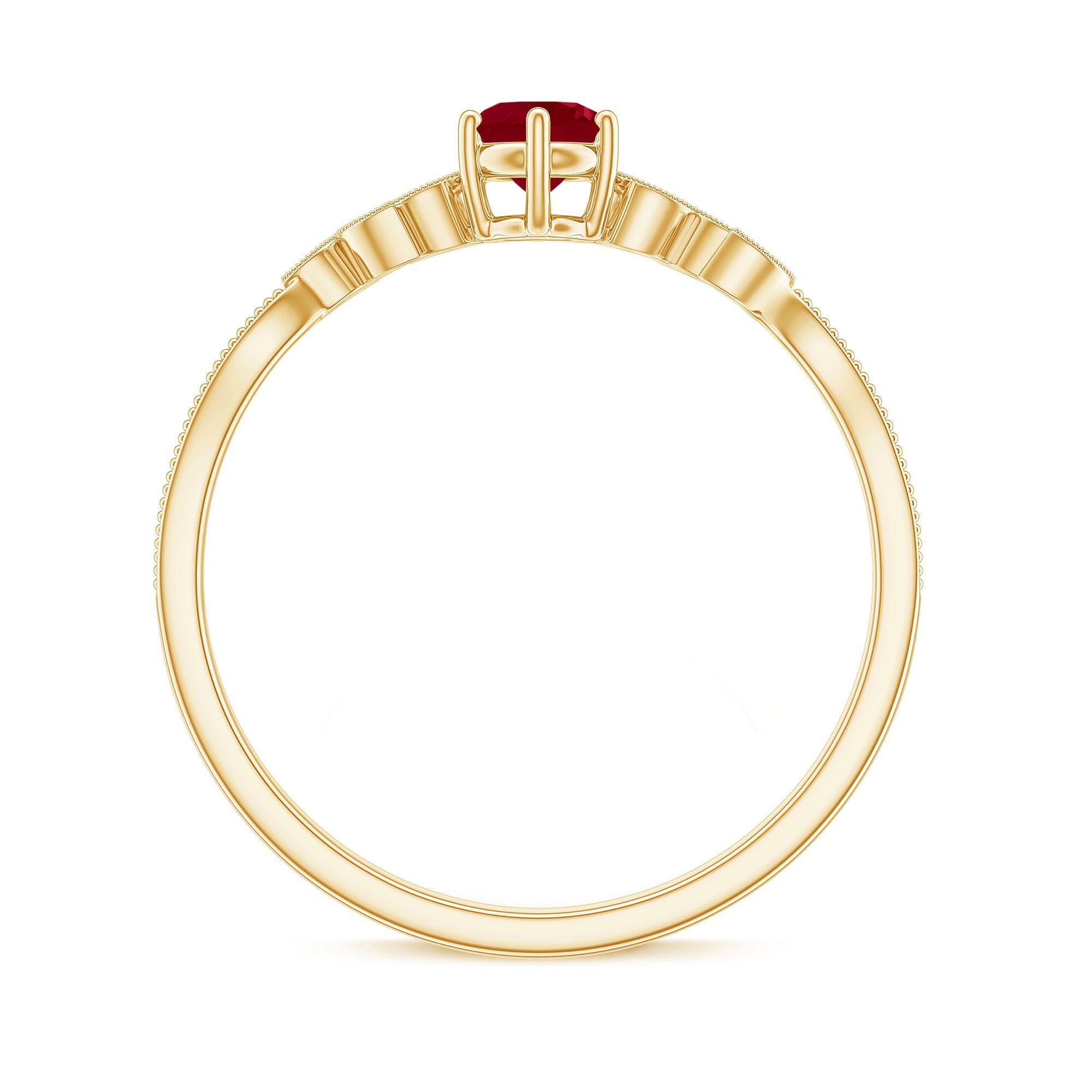 Ruby and Diamond Leaf Branch Promise Ring
