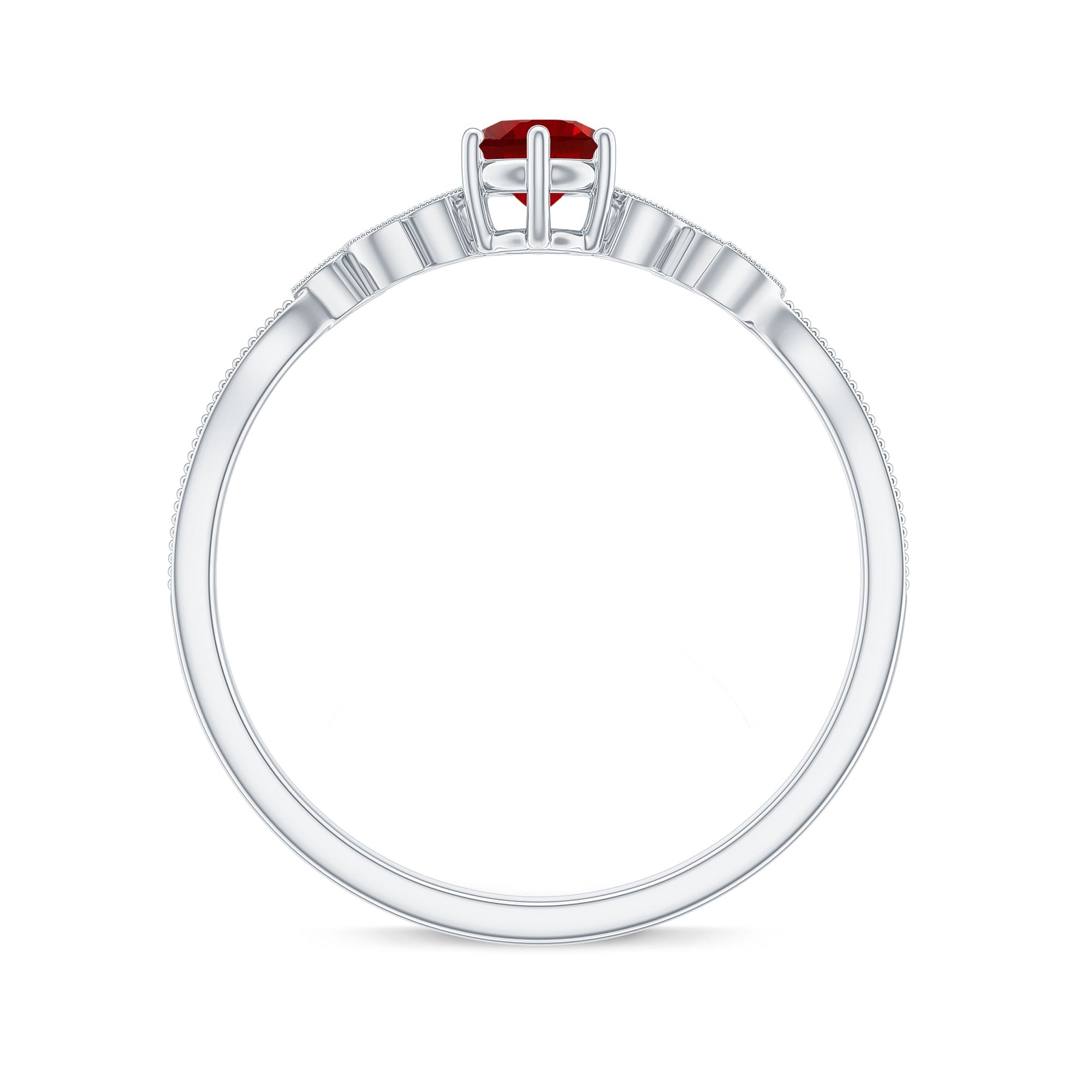 Minimalist Lab Grown Ruby Leaf Promise Ring With Real Diamonds