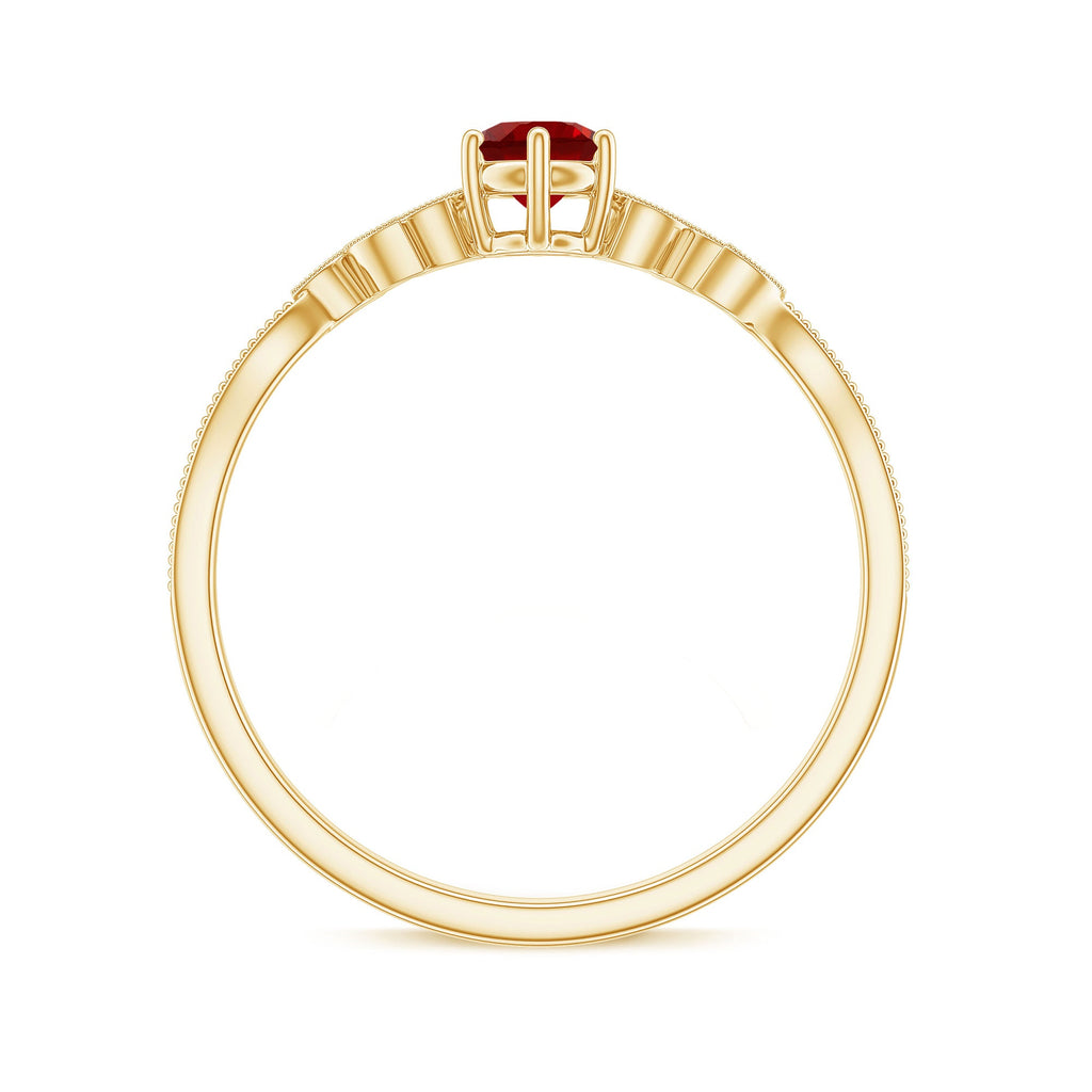 Minimalist Lab Grown Ruby Leaf Promise Ring With Real Diamonds