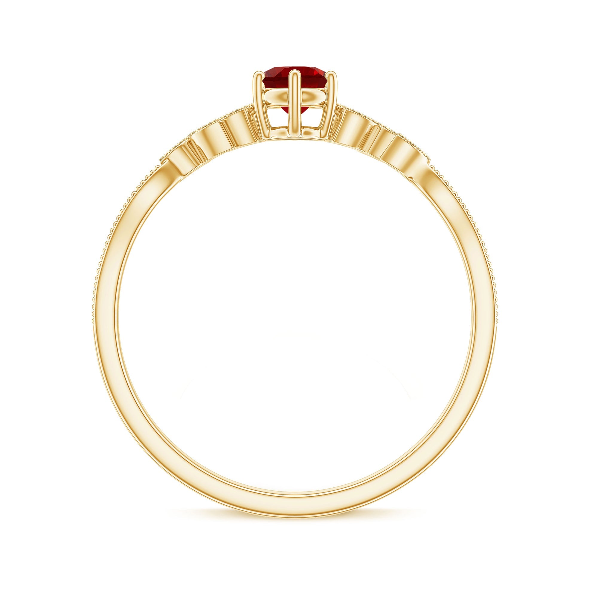 Minimalist Lab Grown Ruby Leaf Promise Ring With Real Diamonds