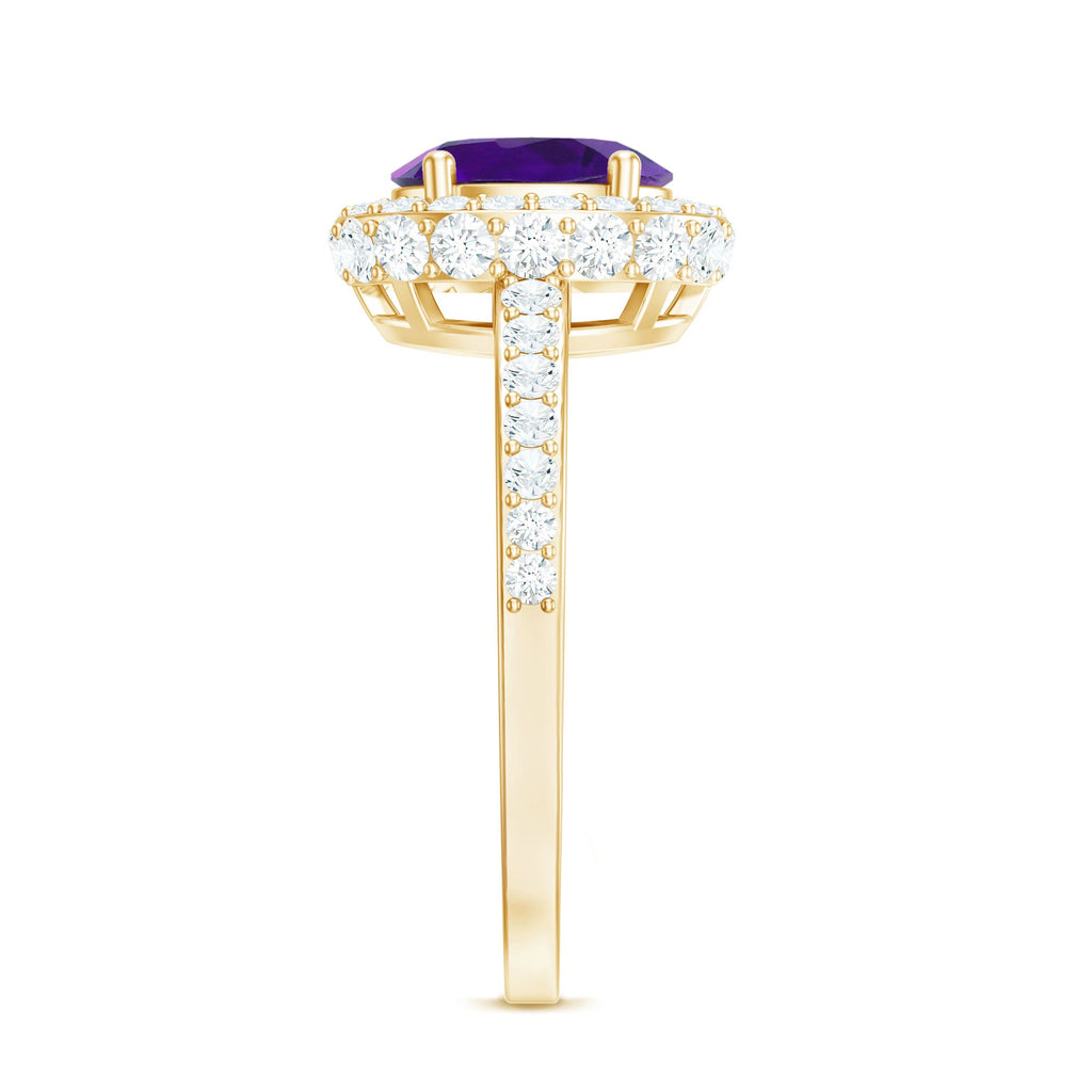 Oval Amethyst Engagement Ring with Moissanite Halo