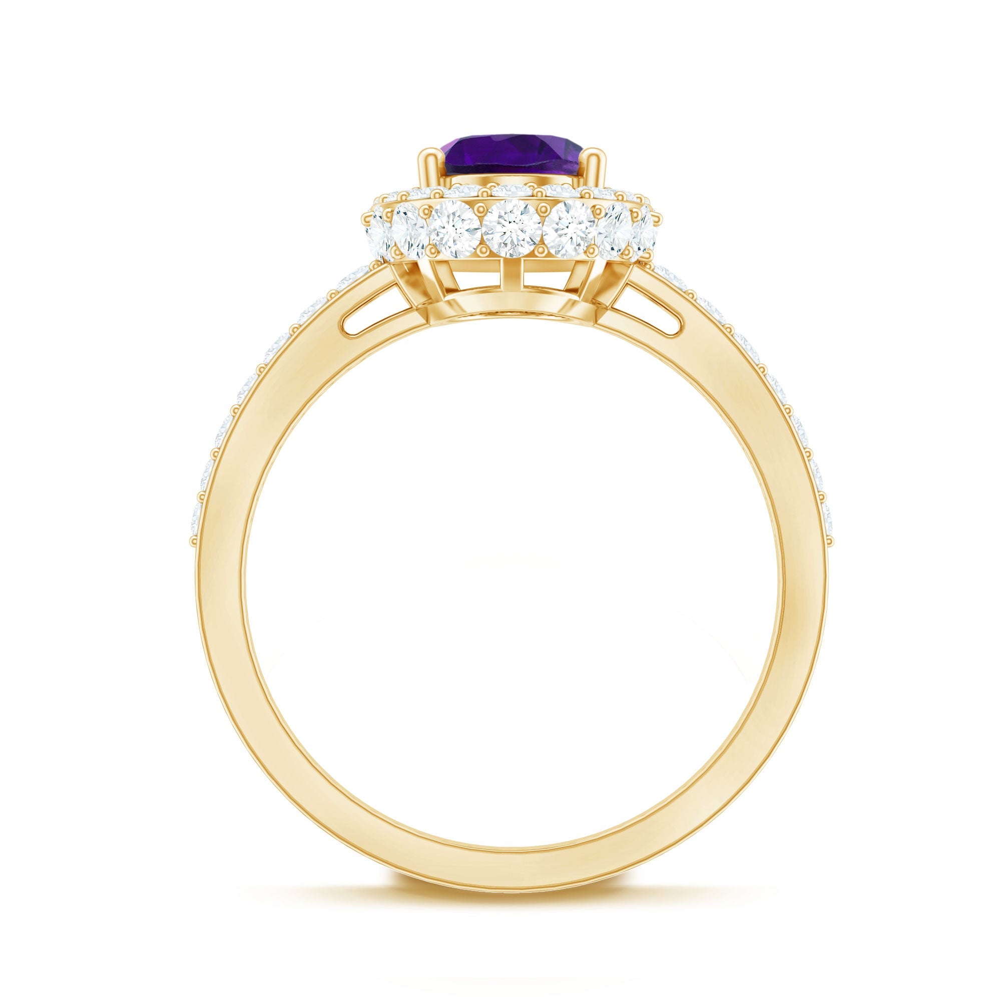 Oval Amethyst Engagement Ring with Moissanite Halo