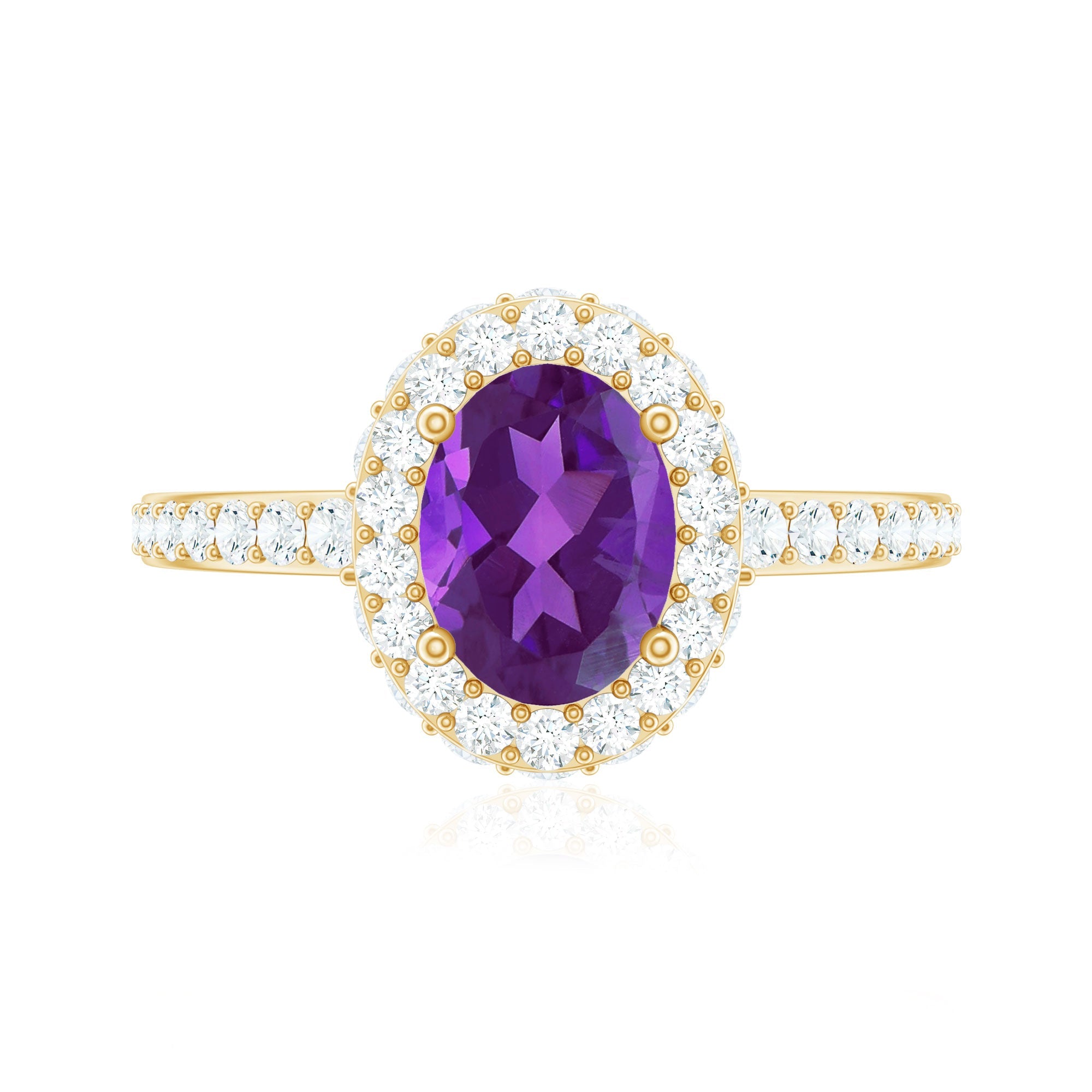 Oval Amethyst Engagement Ring with Moissanite Halo