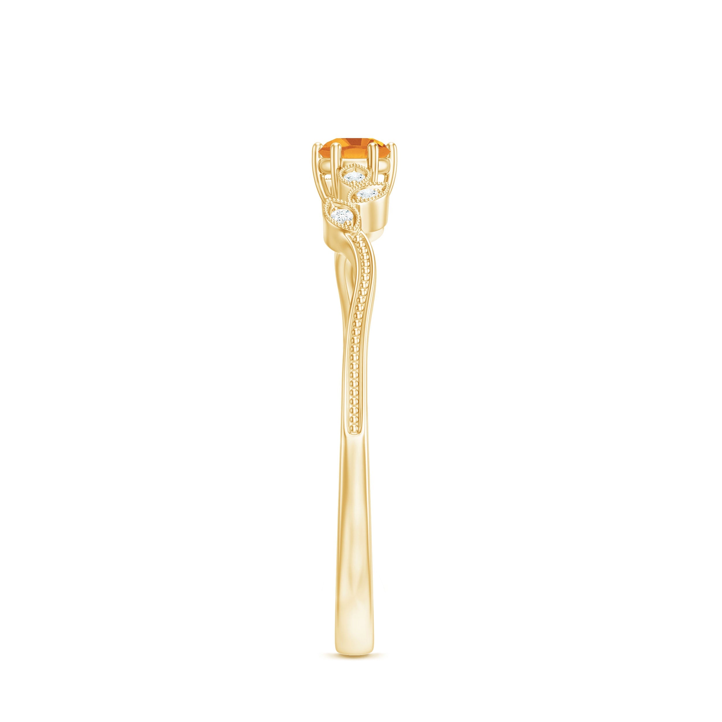 Nature Inspired Citrine Promise Ring with Diamond
