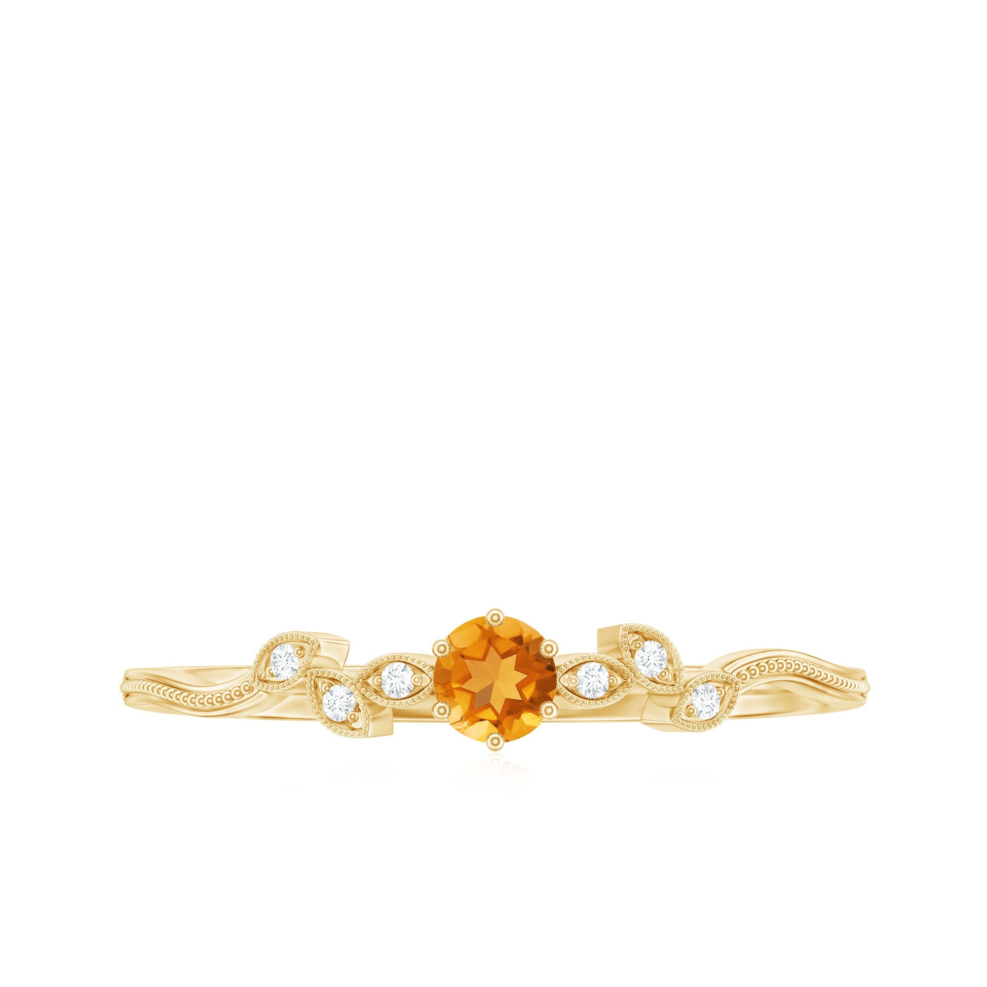 Nature Inspired Citrine Promise Ring with Diamond