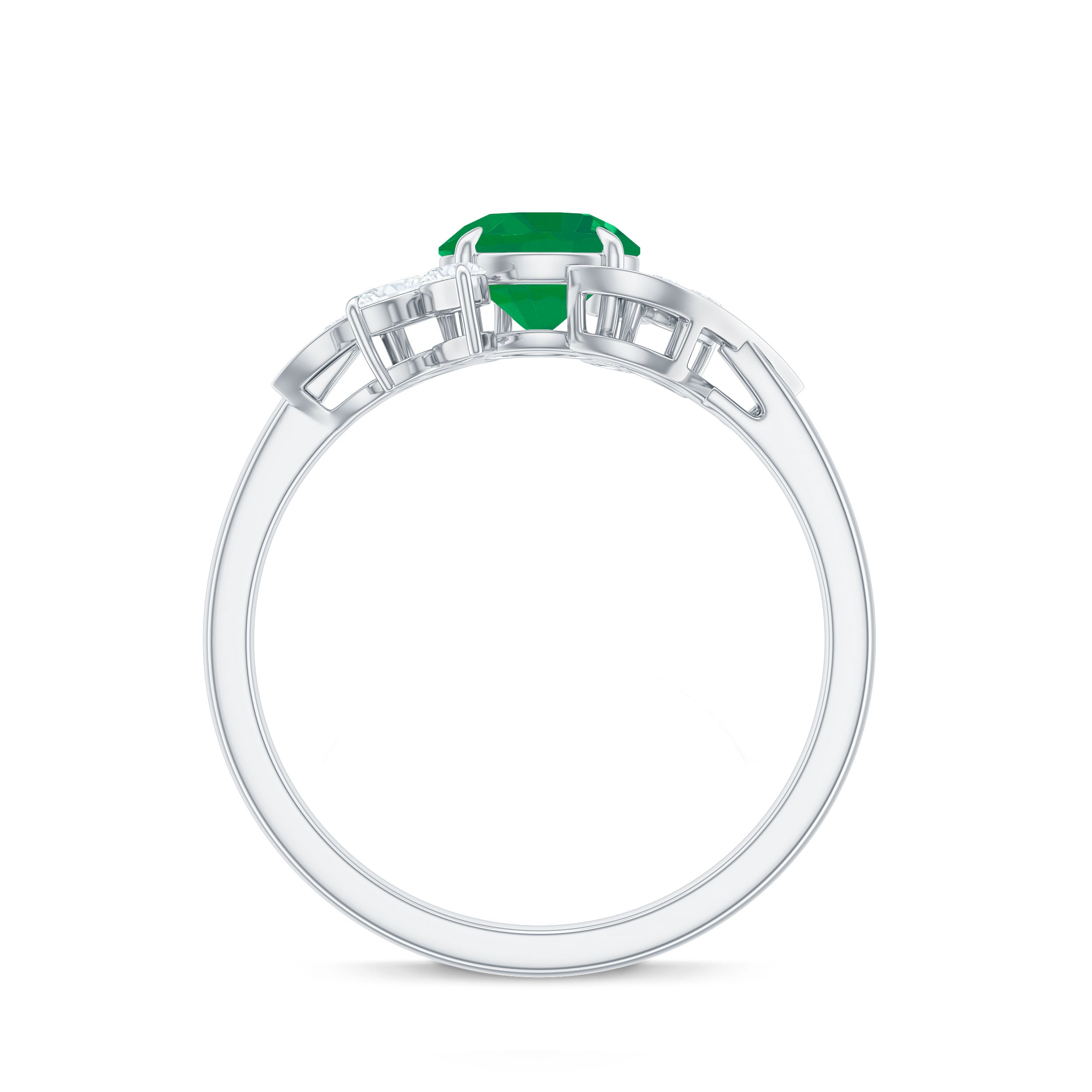 Nature Inspired Emerald Engagement Ring with Moissanite