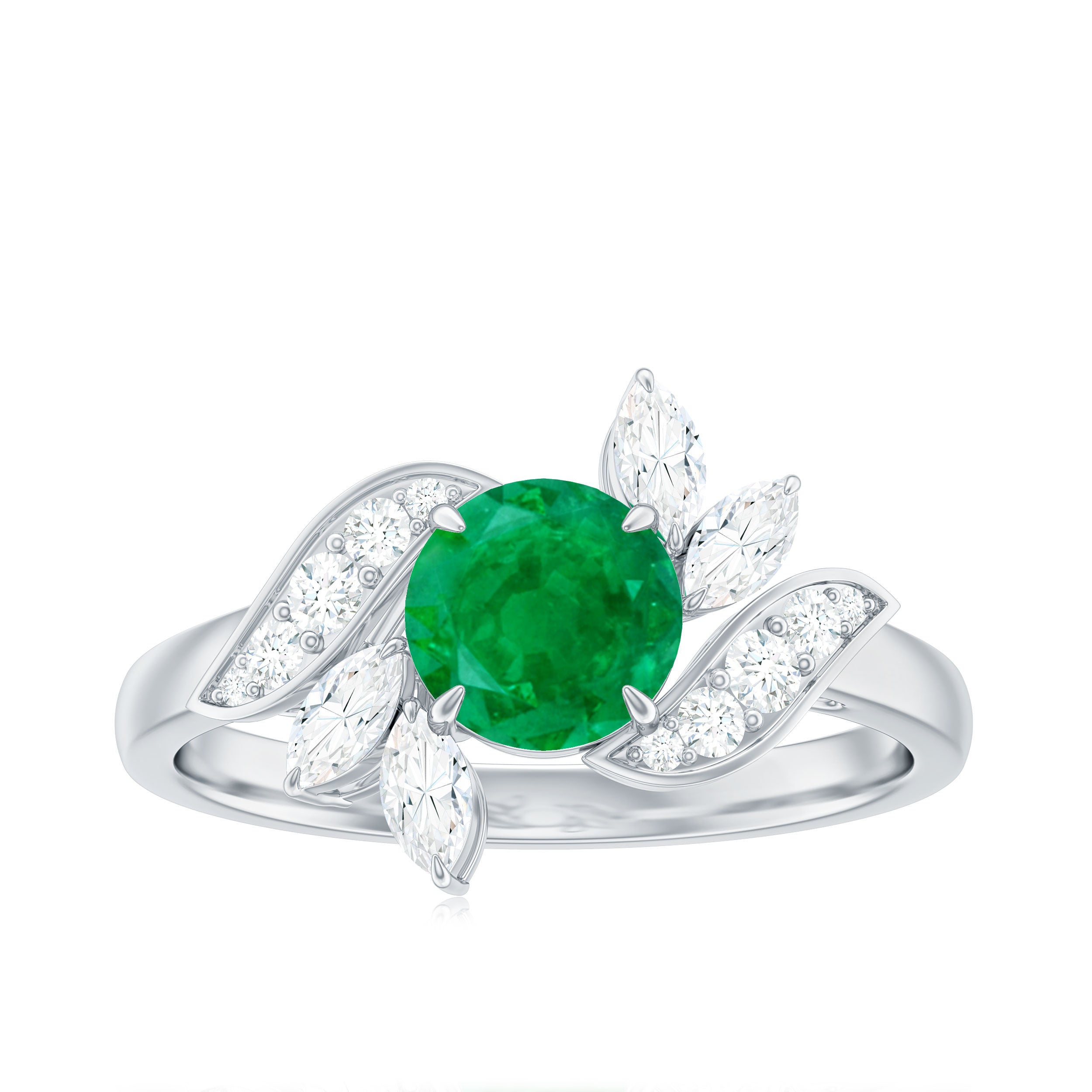 Nature Inspired Emerald Engagement Ring with Moissanite