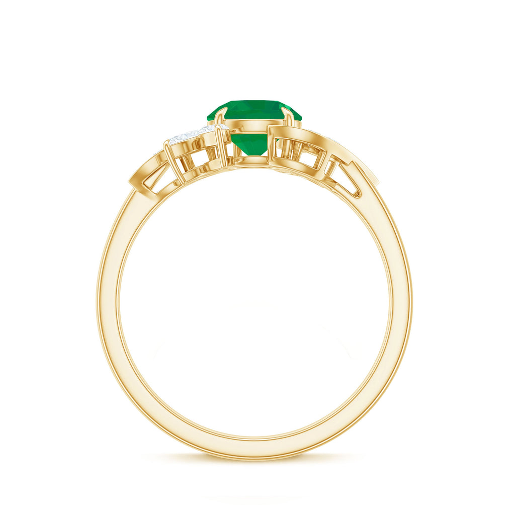 Nature Inspired Emerald Engagement Ring with Moissanite