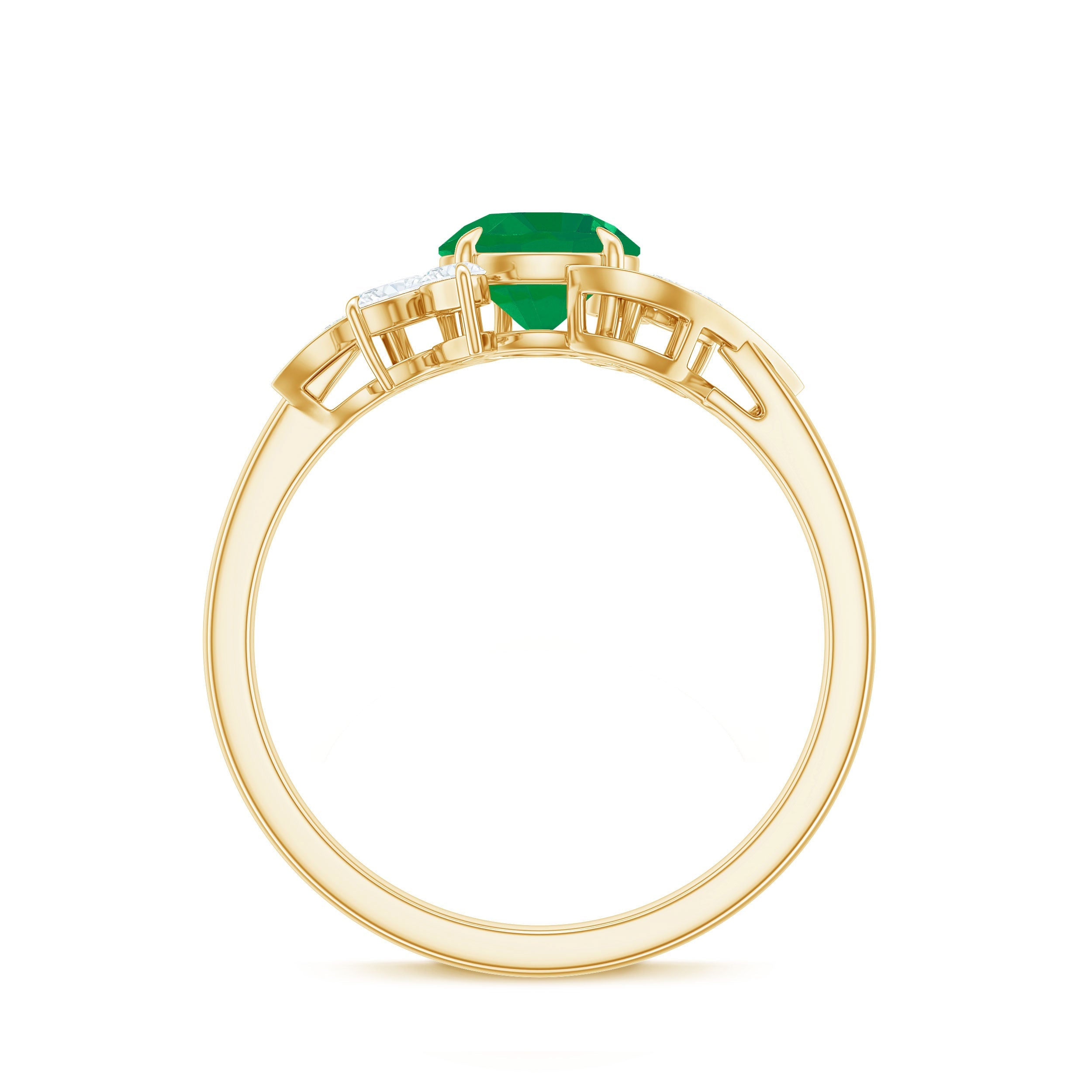 Nature Inspired Emerald Engagement Ring with Moissanite