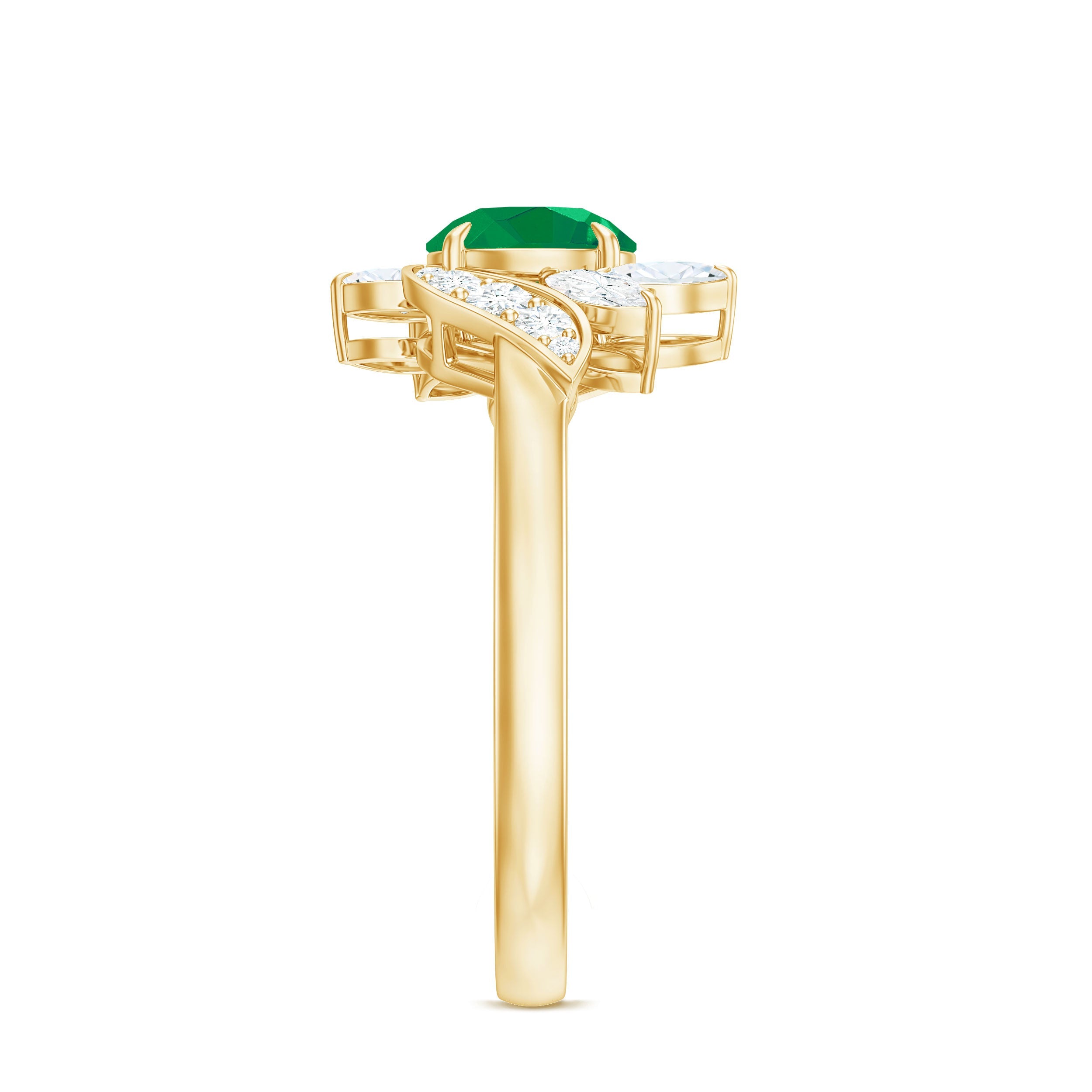 Nature Inspired Emerald Engagement Ring with Moissanite
