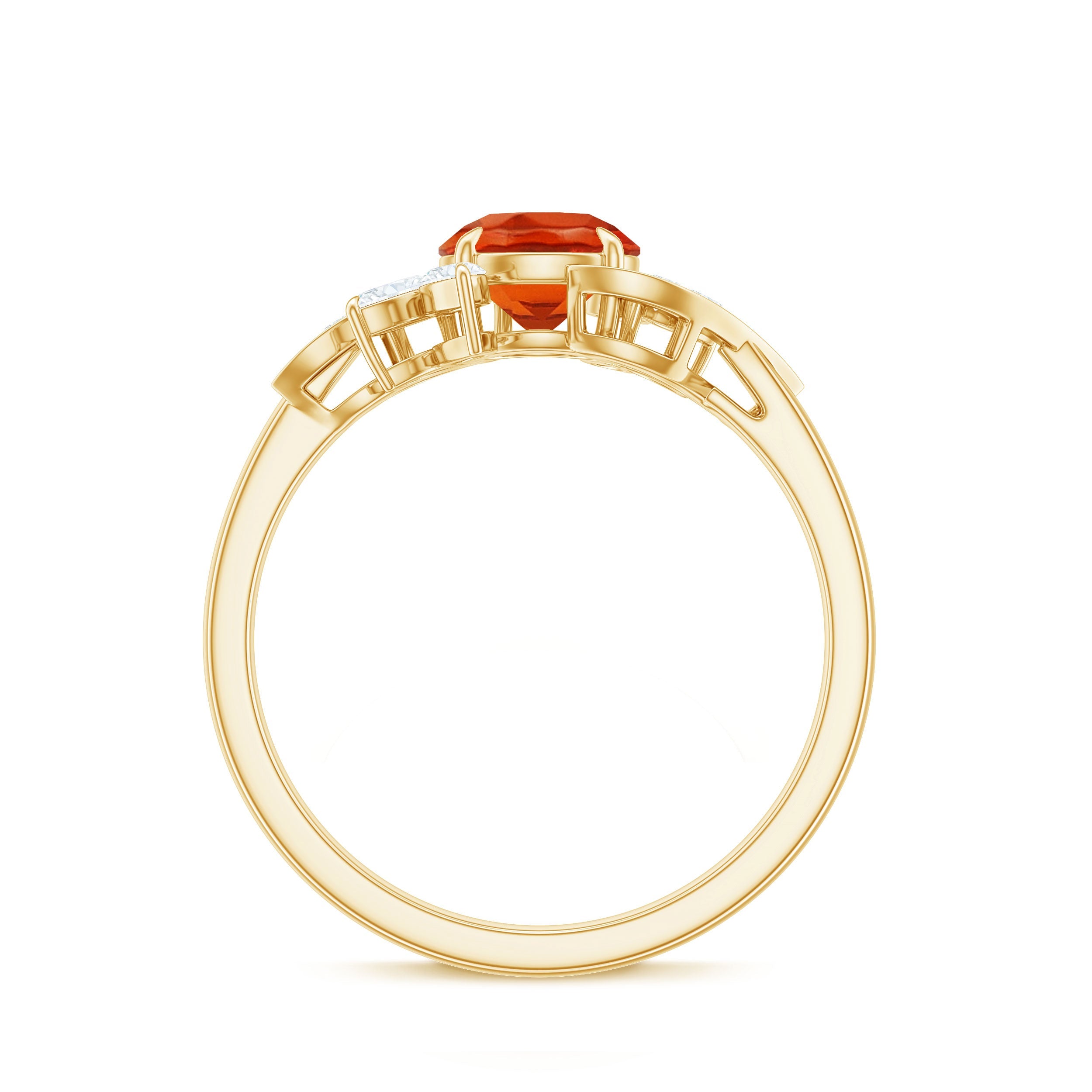 1.25 CT Fire Opal Flower Engagement Ring with Diamond