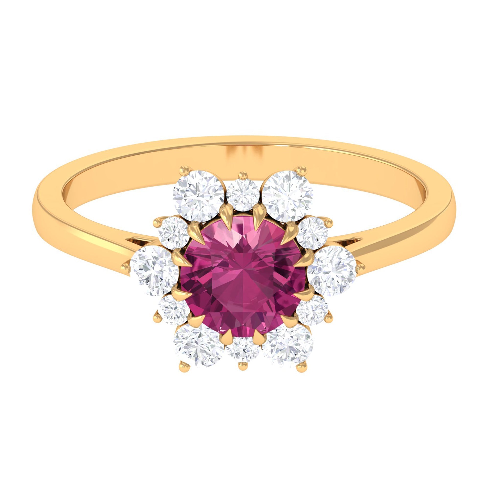 2 CT Pink Tourmaline and Diamond Halo Engagement Ring