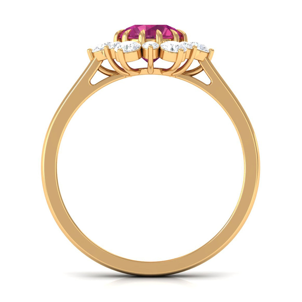 2 CT Pink Tourmaline and Diamond Halo Engagement Ring