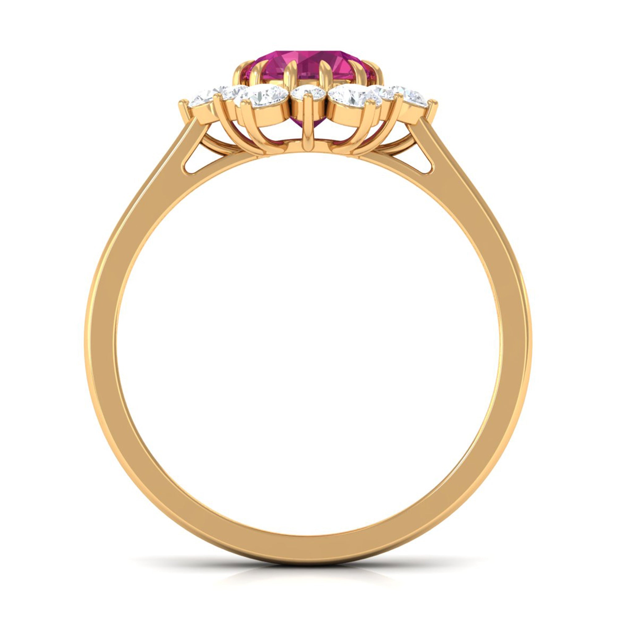 2 CT Pink Tourmaline and Diamond Halo Engagement Ring
