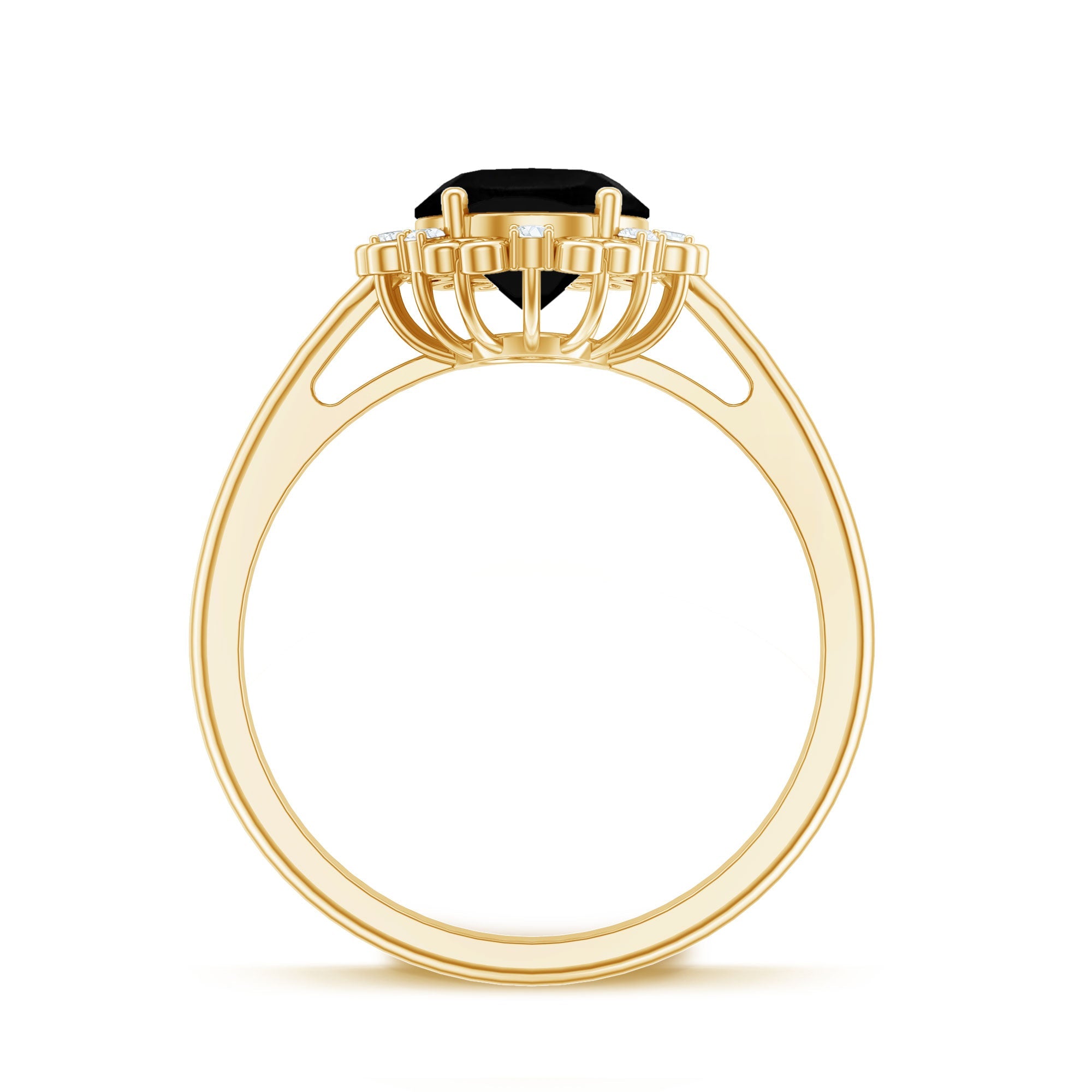 Lab Grown Black Diamond Oval Engagement Ring with Diamond