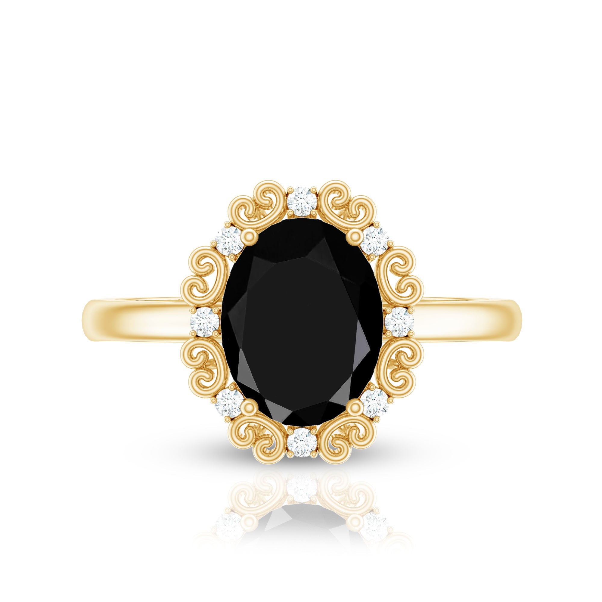 Lab Grown Black Diamond Oval Engagement Ring with Diamond