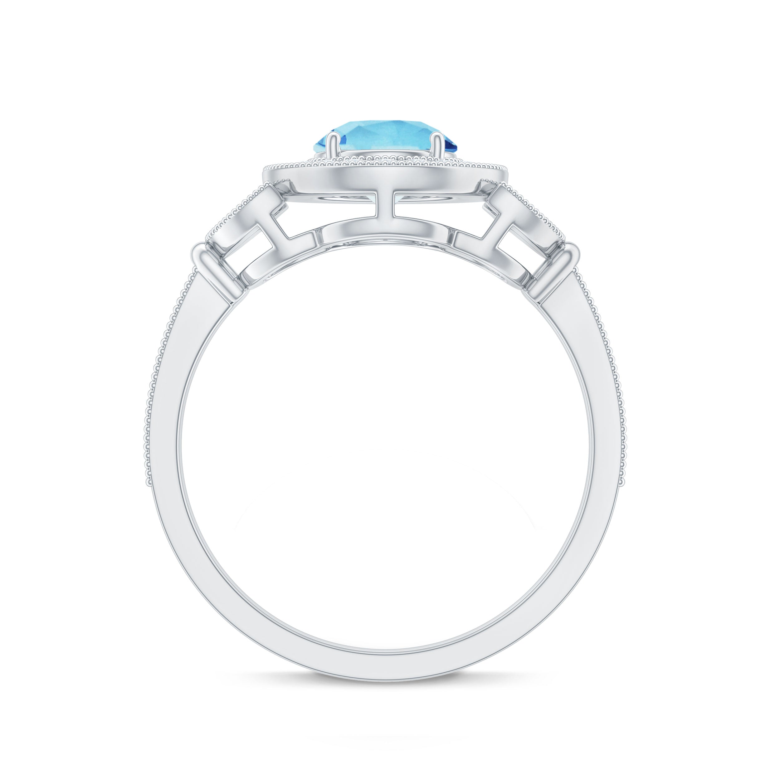 Vintage Inspired Aquamarine Engagement Ring with Diamond