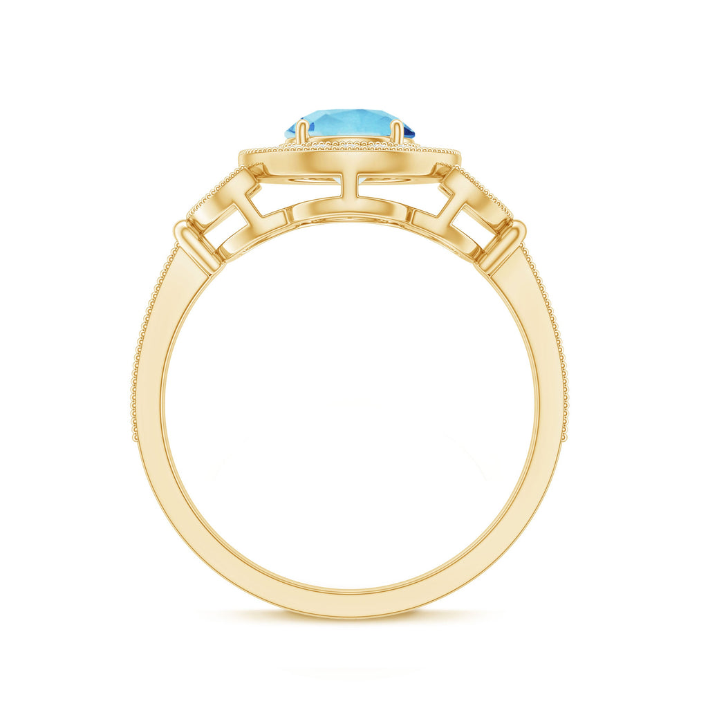 Vintage Inspired Aquamarine Engagement Ring with Diamond