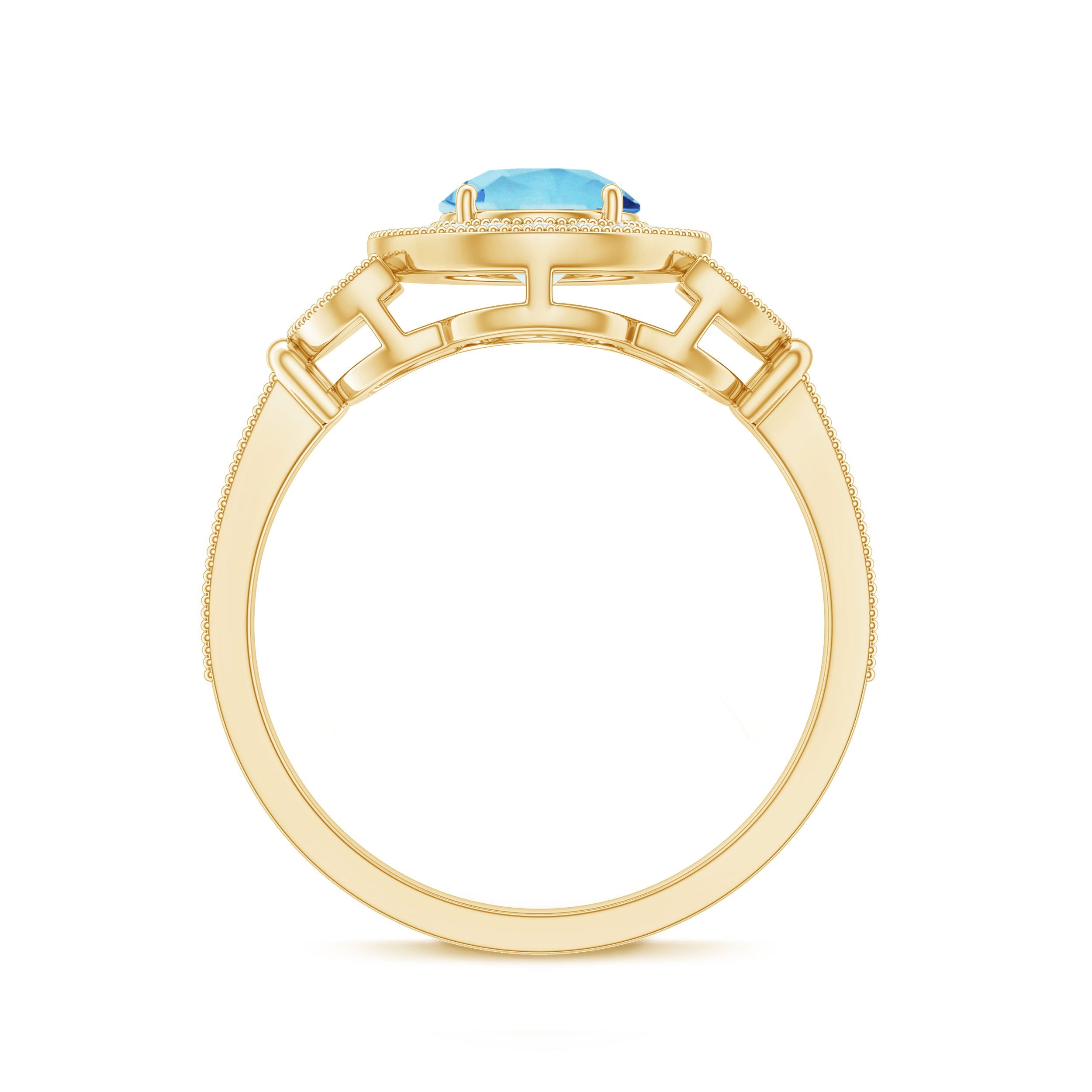 Vintage Inspired Aquamarine Engagement Ring with Diamond