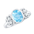 1.25 CT Oval Aquamarine Statement Engagement Ring with Diamond