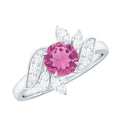 Pink Tourmaline Flower Engagement Ring with Moissanite