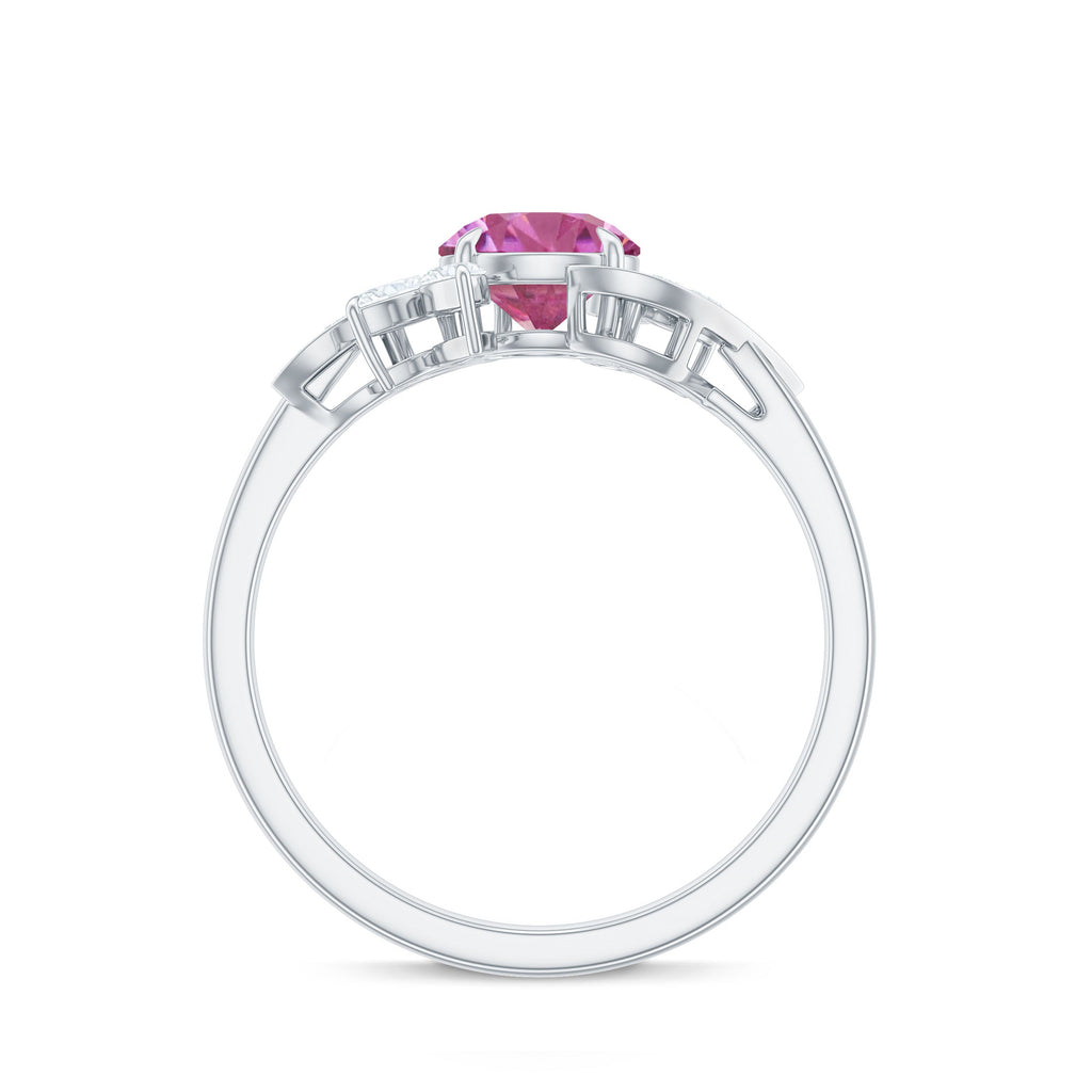 Pink Tourmaline Flower Engagement Ring with Moissanite
