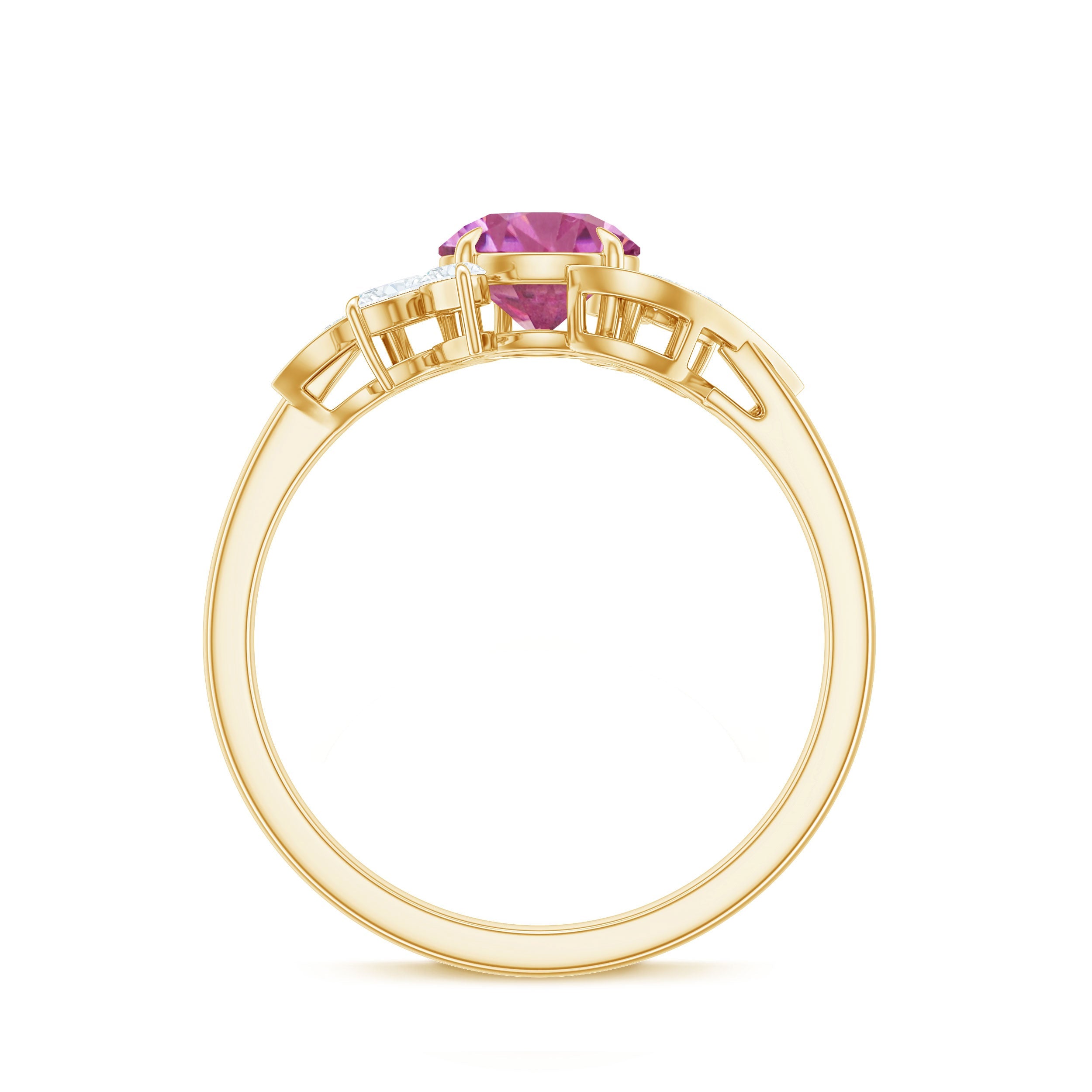 Pink Tourmaline Flower Engagement Ring with Moissanite