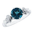 Round London Blue Topaz Rose Engagement Ring with Diamond
