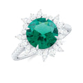Certified 8 mm Lab Grown Emerald Cocktail Ring with Halo
