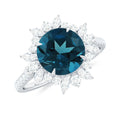 Certified London Blue Topaz and Diamond Statement Engagement Ring