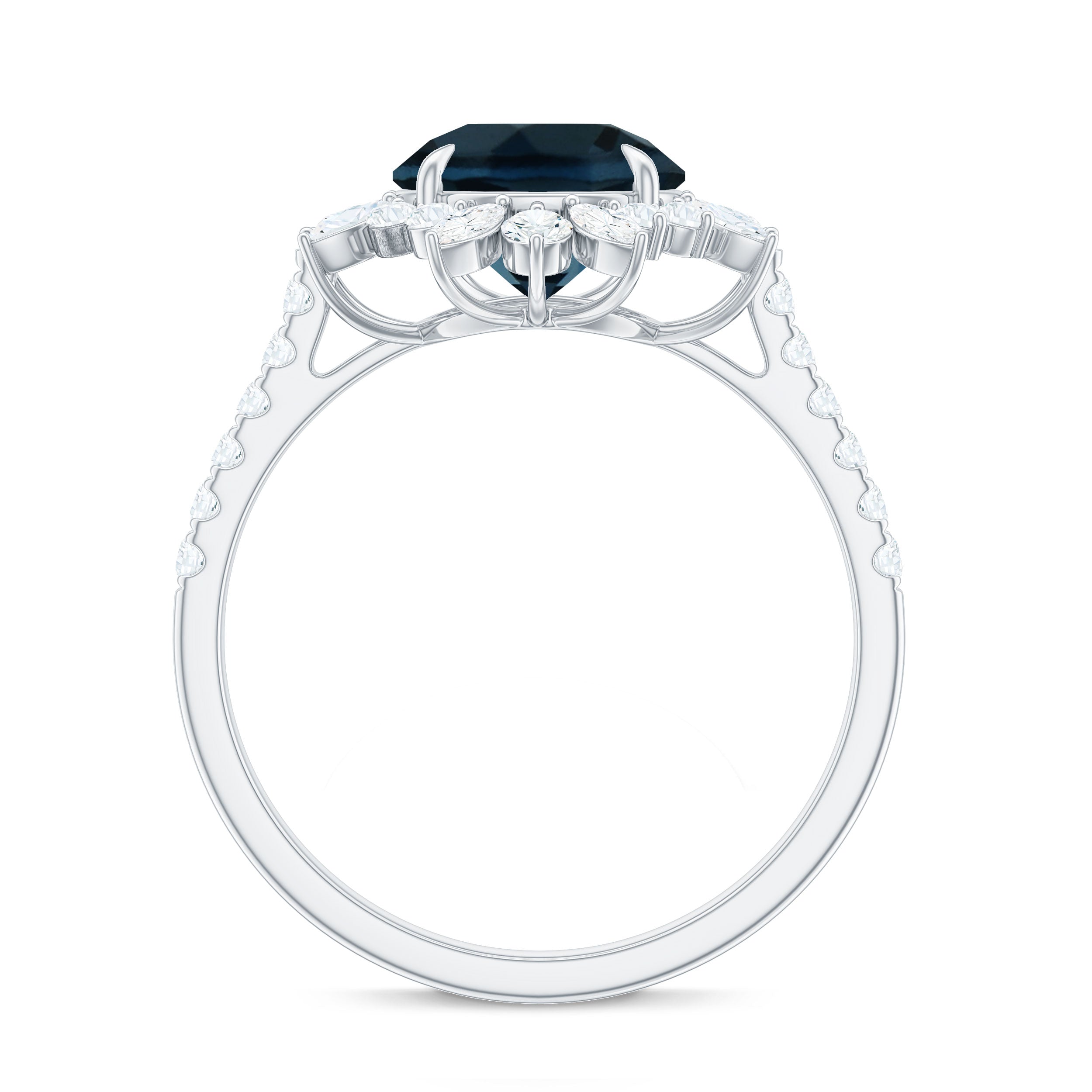Certified London Blue Topaz and Diamond Statement Engagement Ring