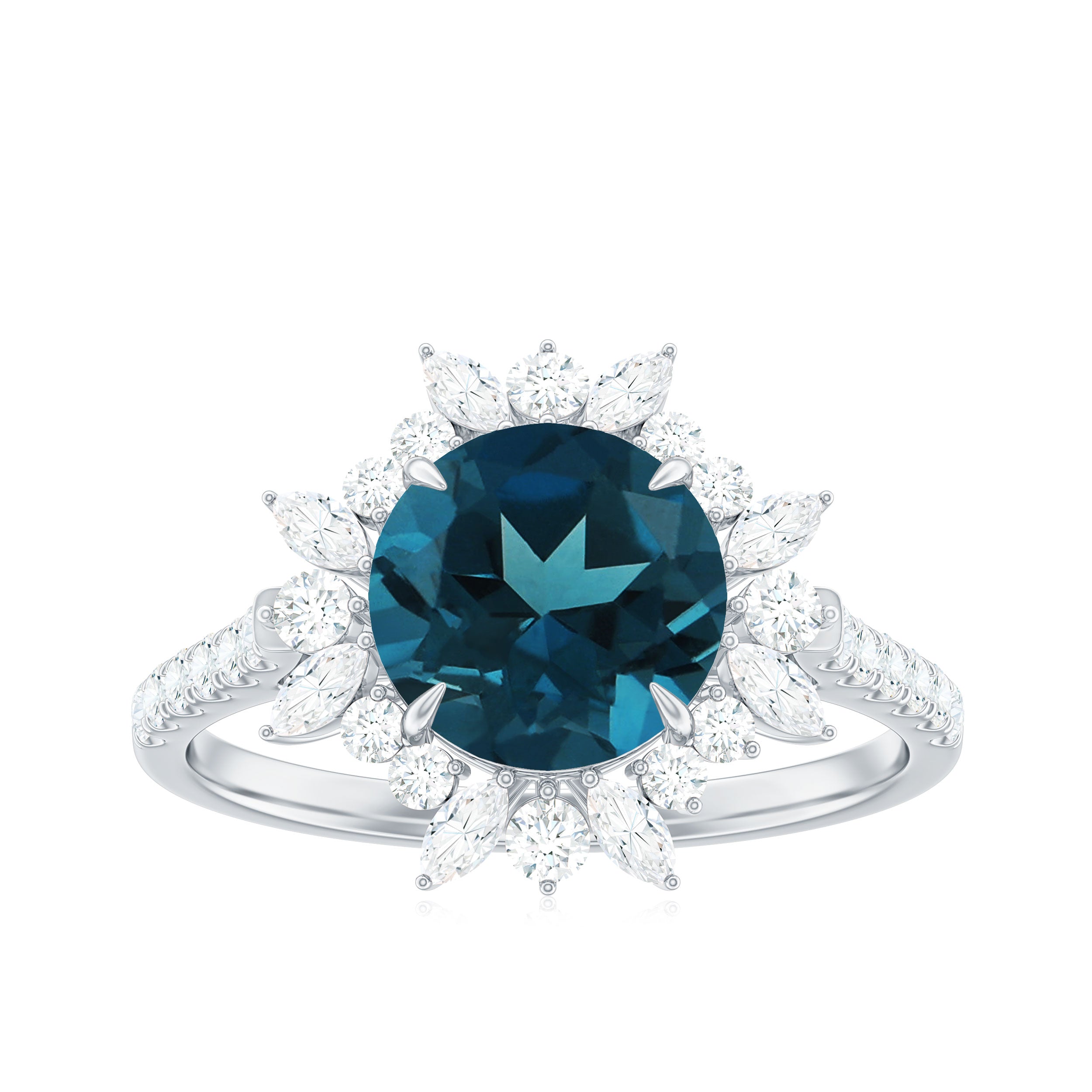 Certified London Blue Topaz and Diamond Statement Engagement Ring